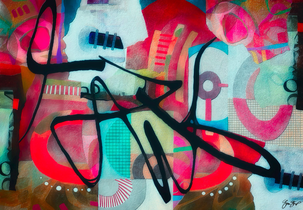 Mixed media abstract art by Gina Startup