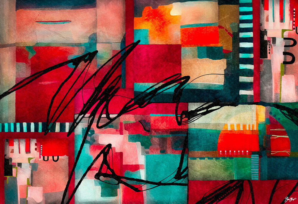 Mixed media abstract art by Gina Startup