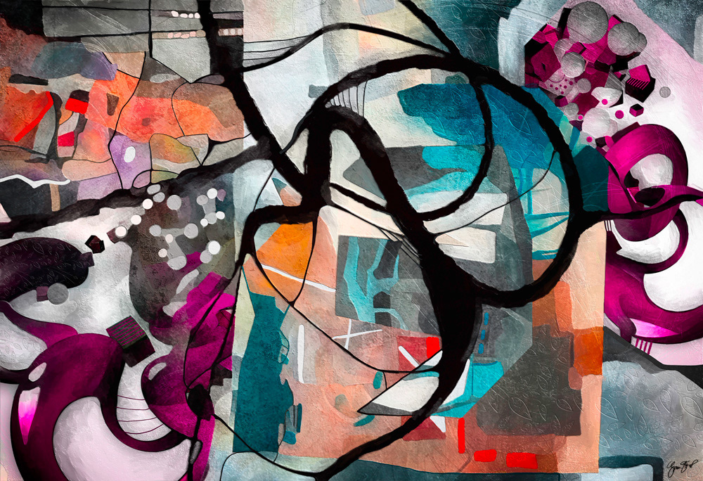 Mixed media abstract art by  Gina Startup
