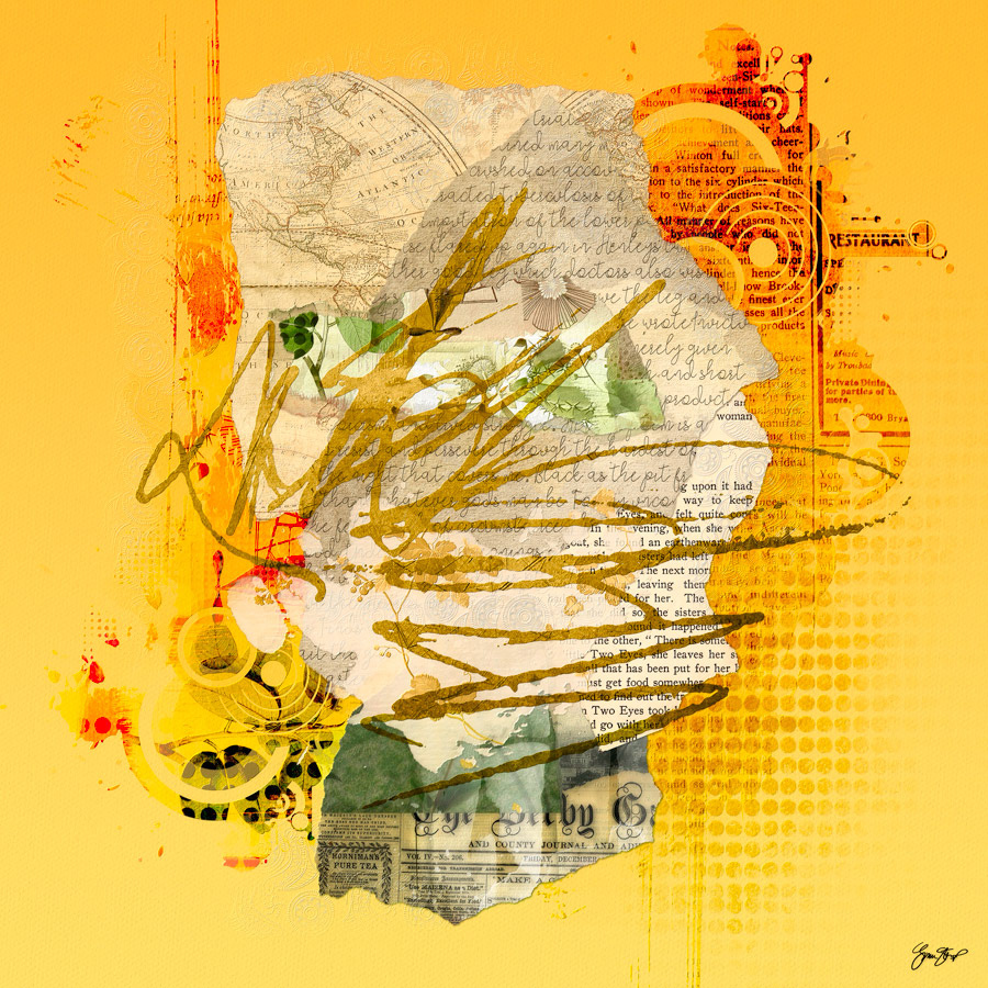 Mixed media collage art by Gina Startup 