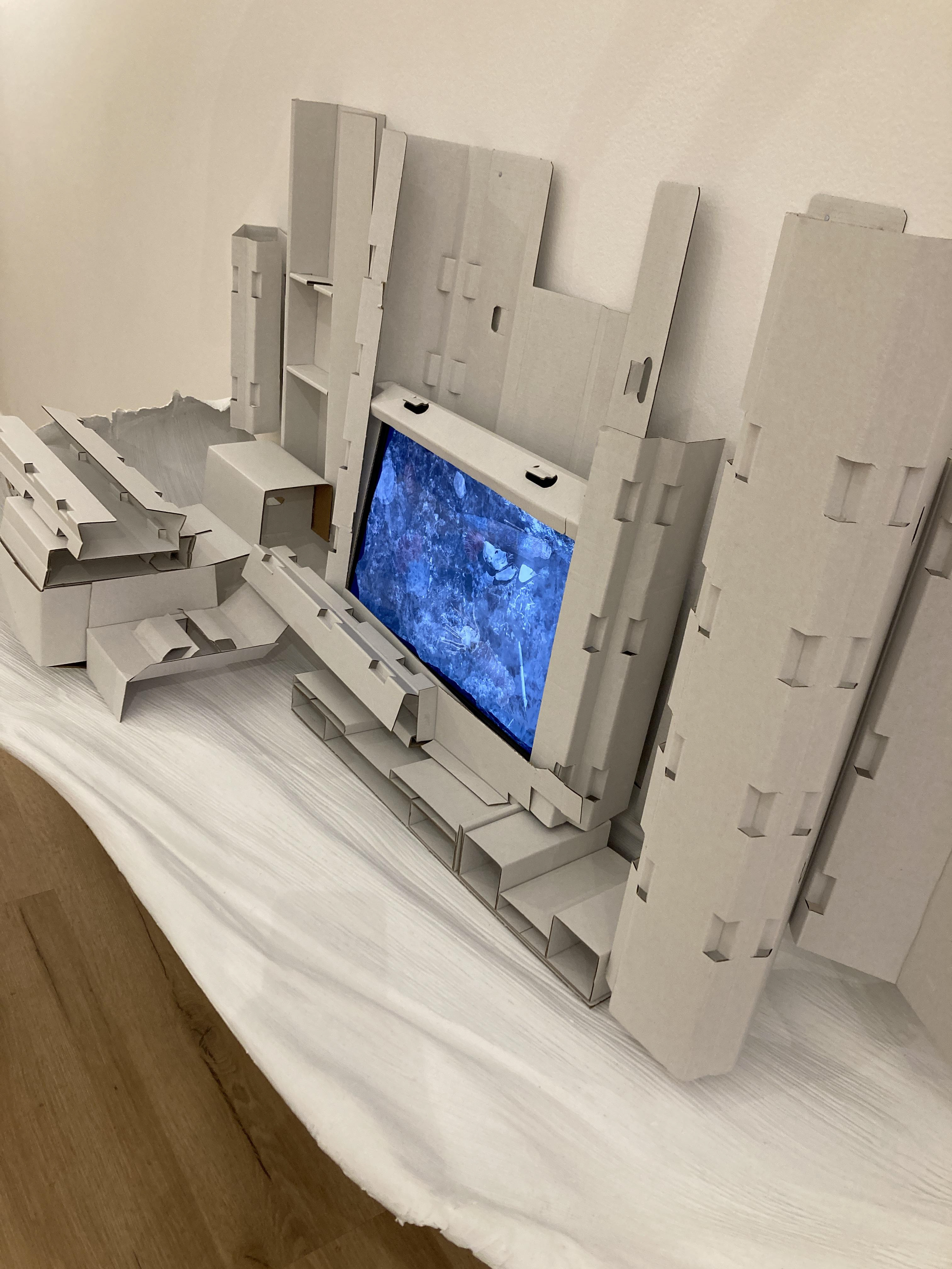 Alpha Frequency - cardboard port with Jen Gunlock's video "Going Fishing"
