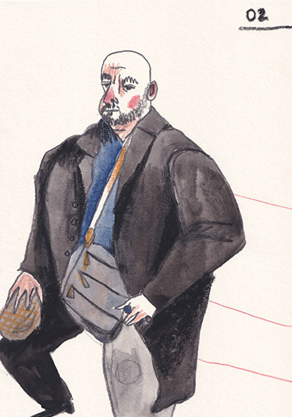 Mann in U-Bahn, 148 x 210mm