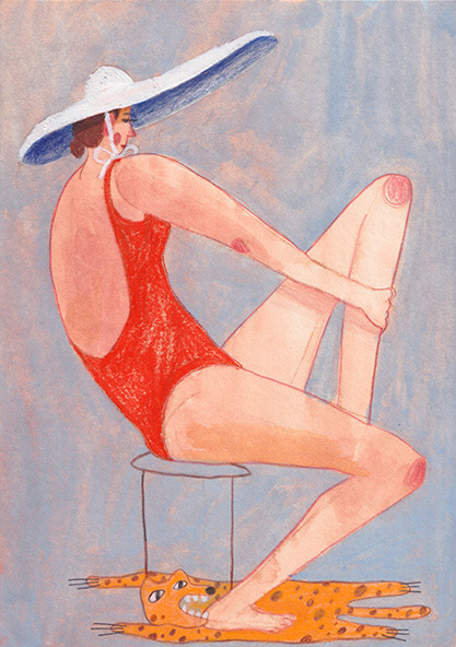 Frau mit Tiegerteppich, 148 x 210mm