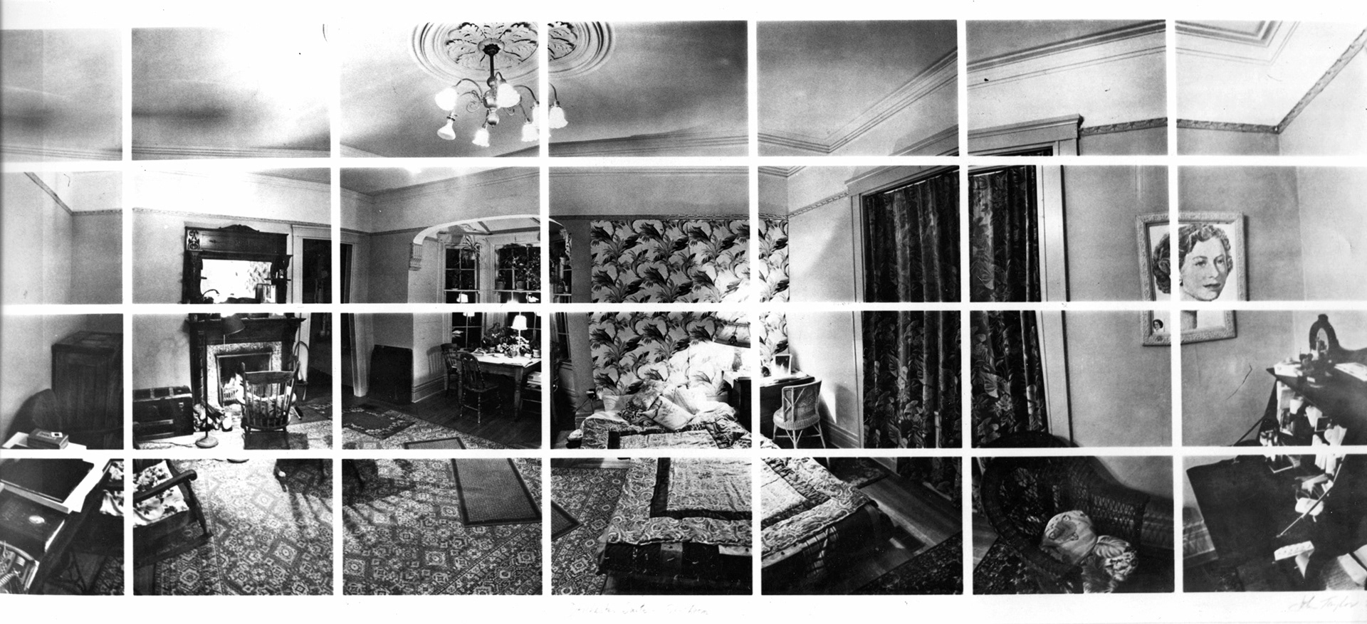 Dorchester Suite - Living Room composite b&w photograph, 60cmx150cm 1976