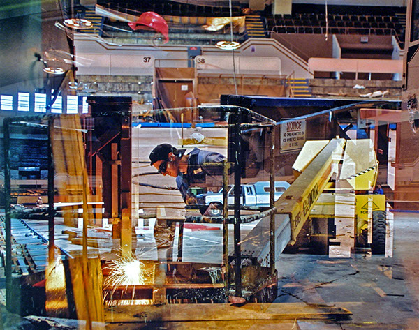Victoria Memorial Arena - Deconstruction of Memory - Manlift edge-lit led lightbox #1 17"x21"