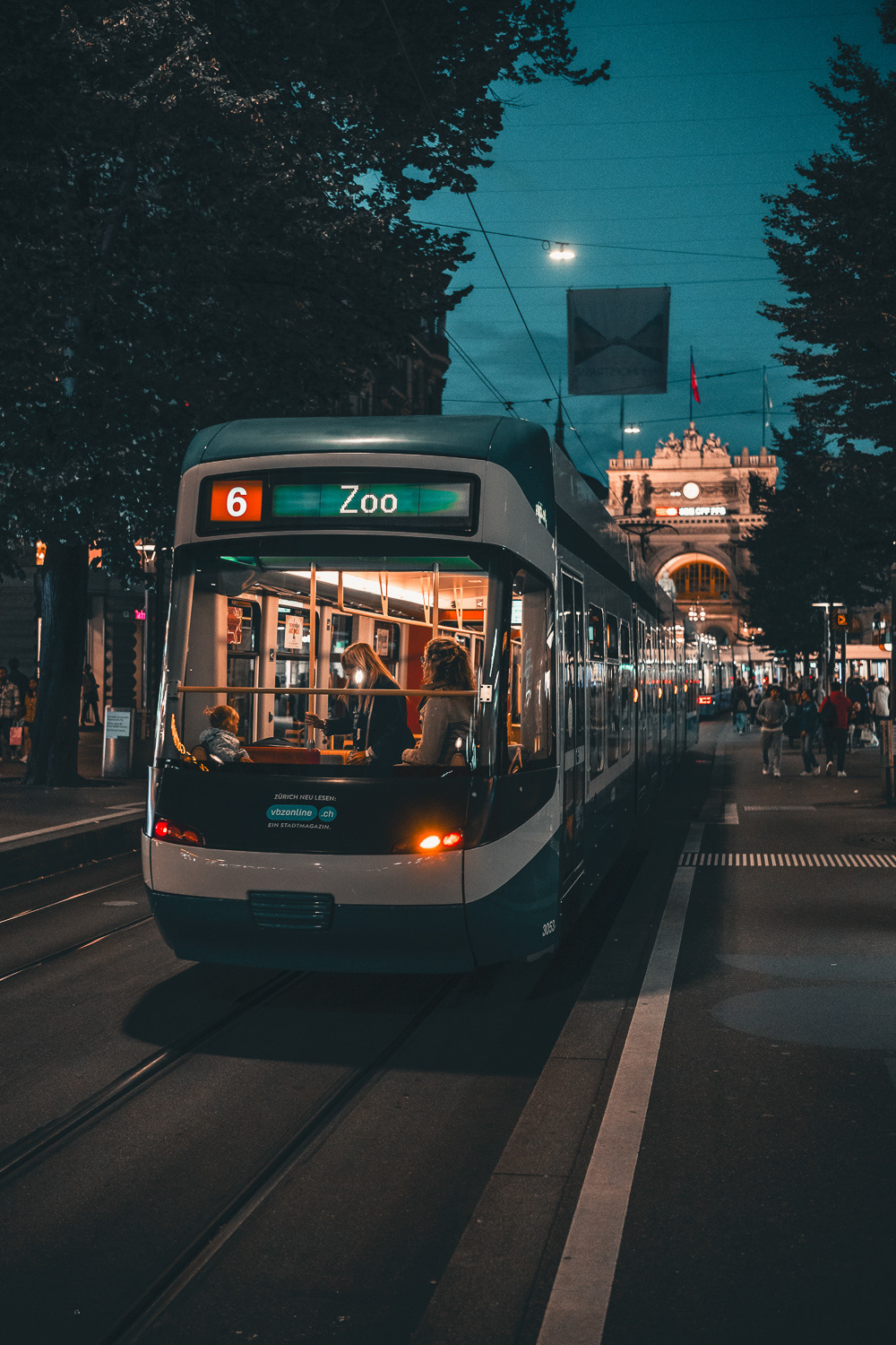 Tram at Bahnhofstrasse in Zurich, Switzerland. Photo by Anson Tang.