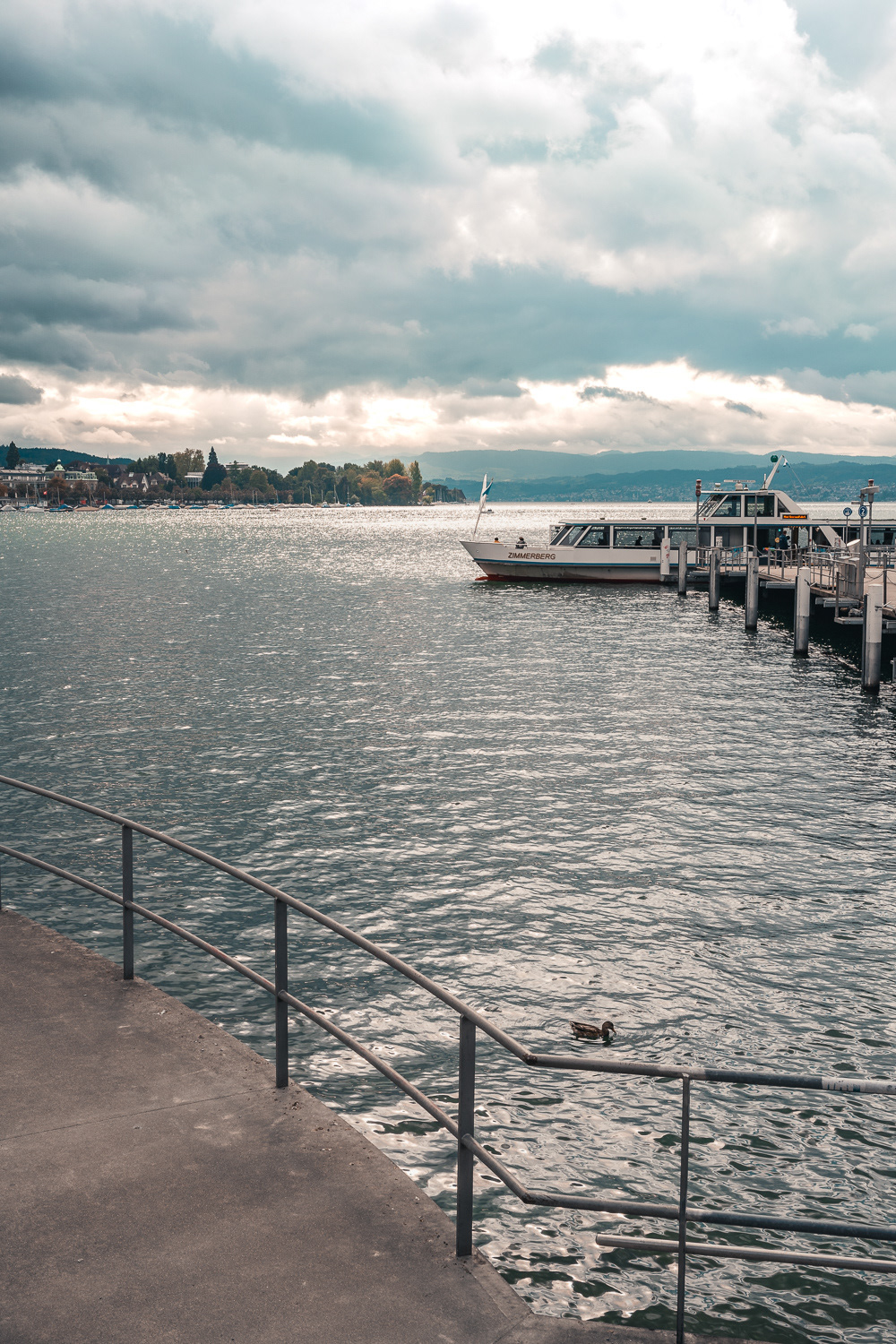 Lake Zurich view from Bürkliplatz in Zurich, Switzerland. Photo by Anson Tang.