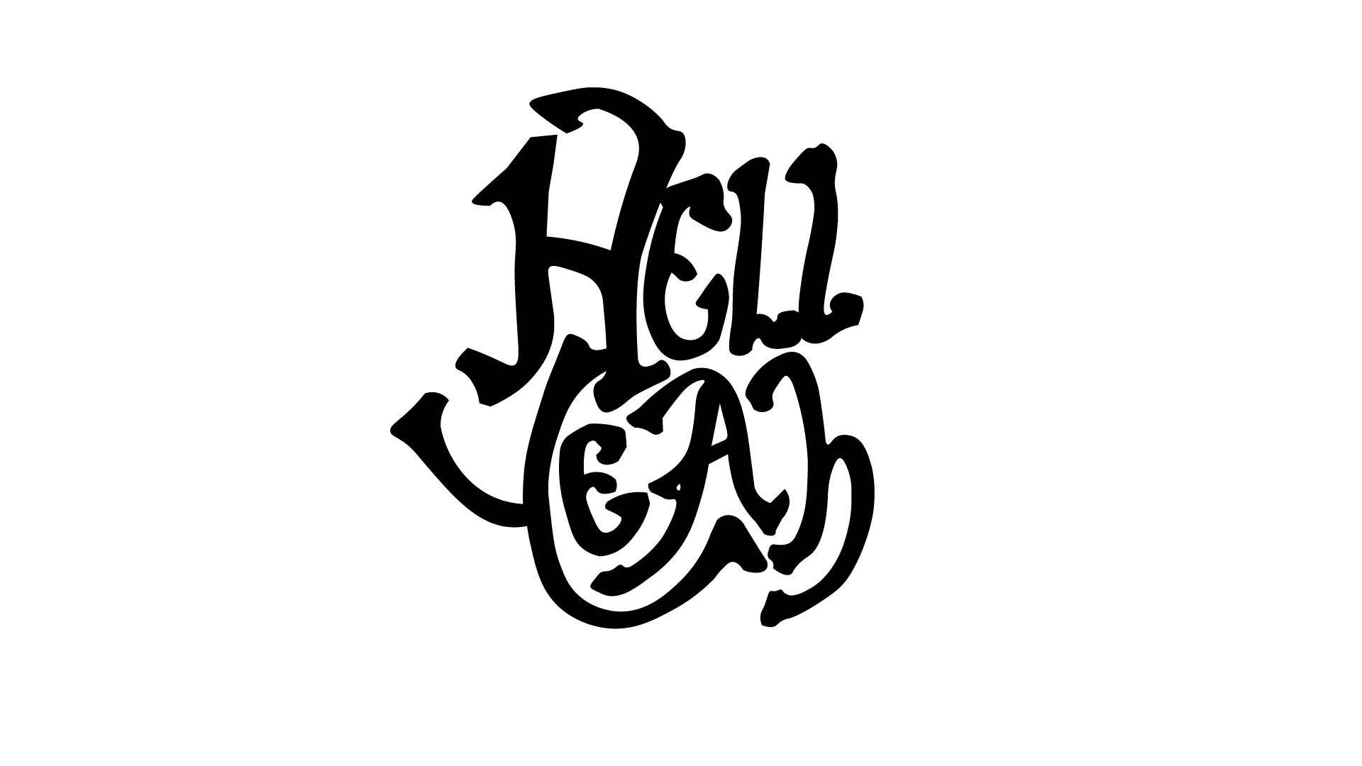 Animated "Hell Yeah" lettering that changes from black to red