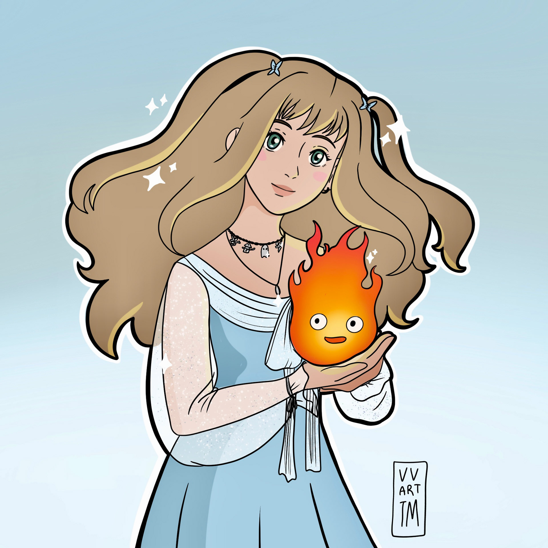 Self Portrait with Calcifer | 2021 | Procreate