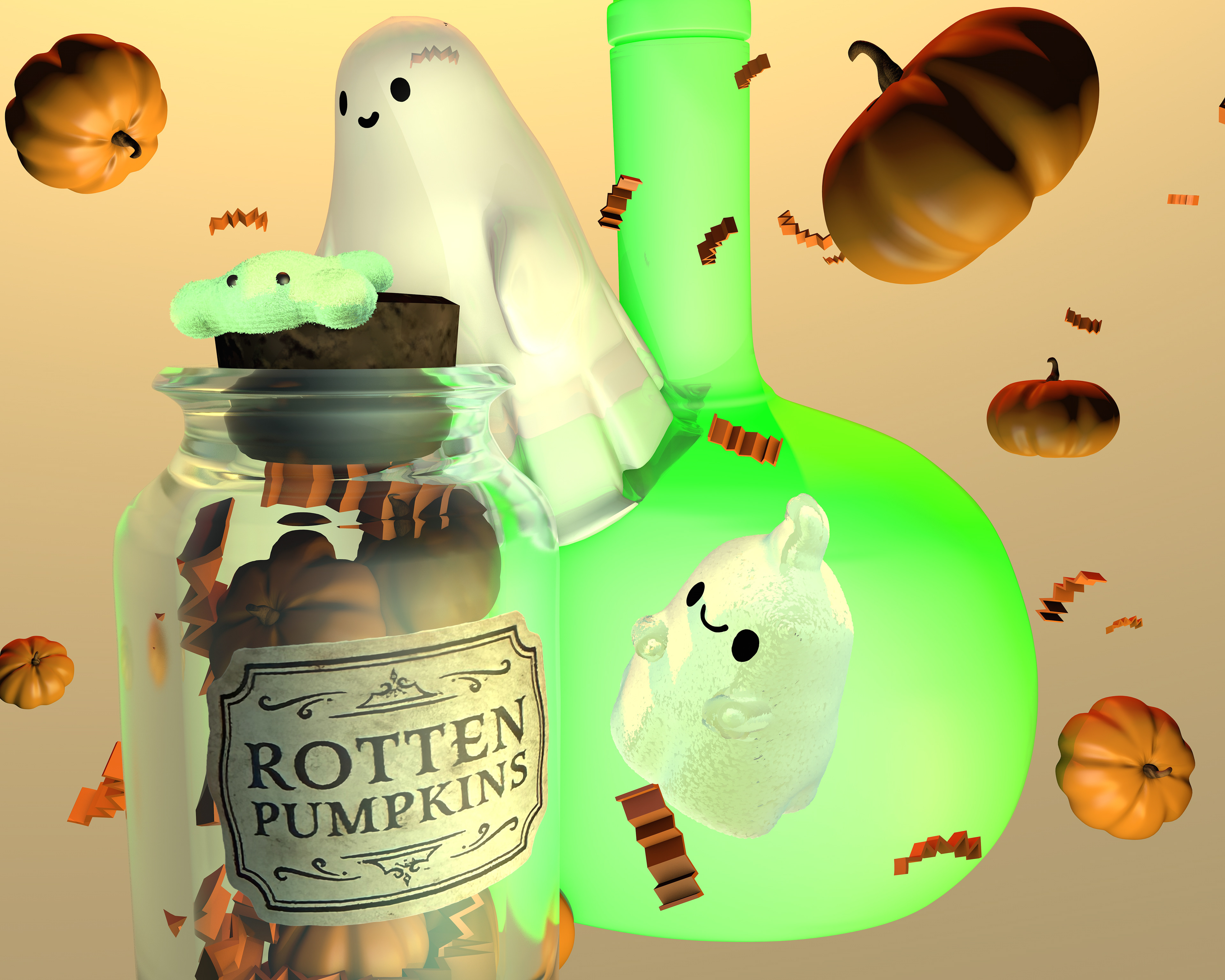 Pumpkin Patch Bear and Bunny | 2022 | Cinema 4D
