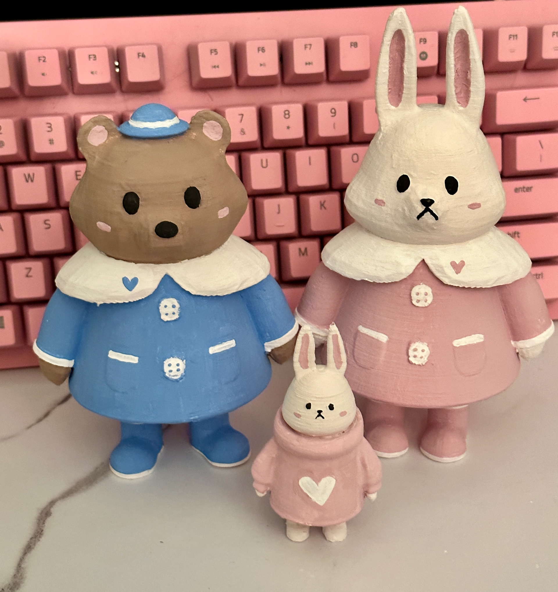 Bear and Bunny | 2022 | 3D print, acrylic paint