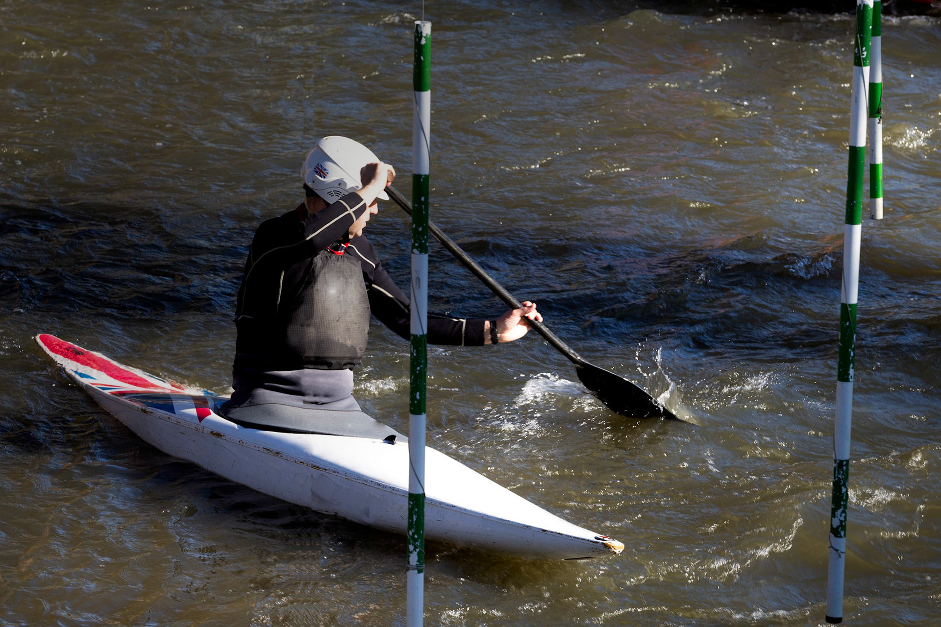 A man practising kayak as exercise for competitions