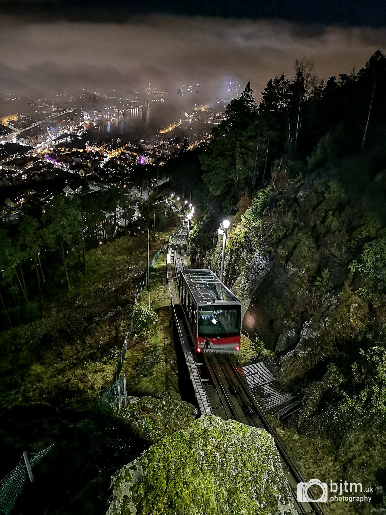 Train down the mountain. Bergen, Norway, February 2020