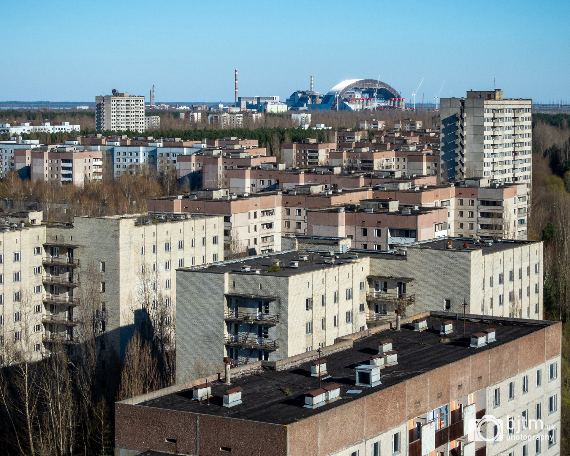 Panorama of the rooftops to the power station and new containment