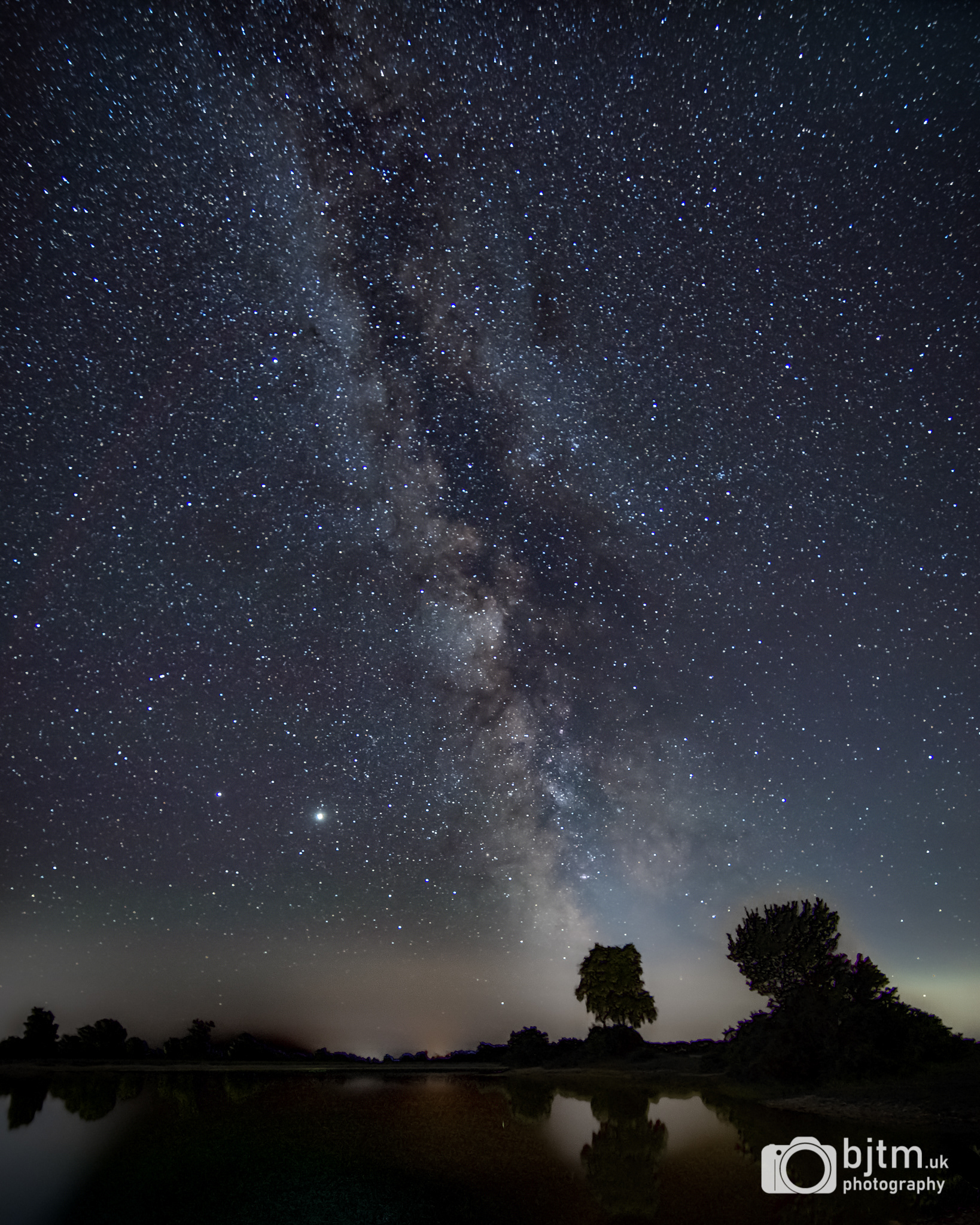 Mily way, Jupiter, and Saturn over the New Forest, July 2020