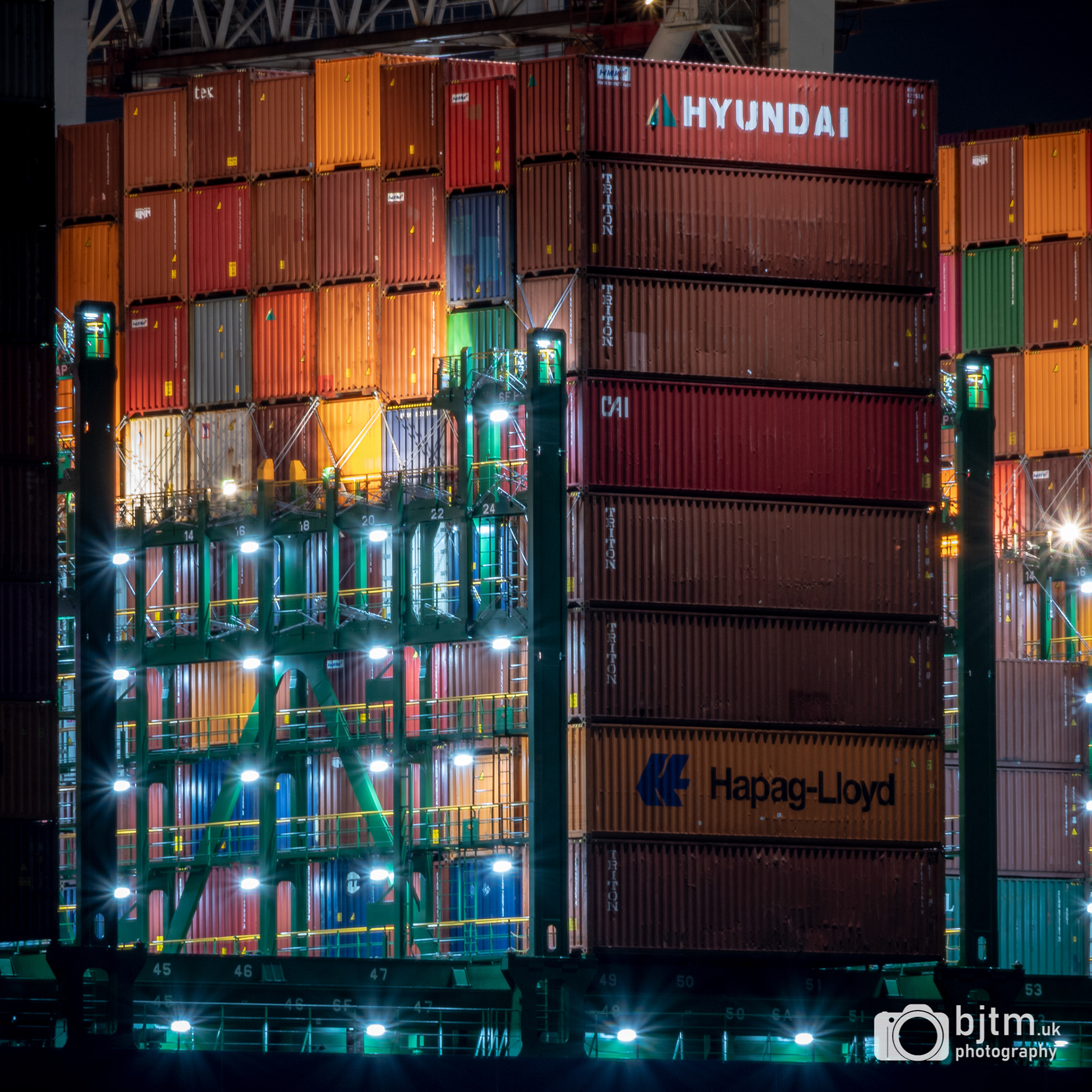 Containers on the HMM Copenhagen. Southampton, July 2020