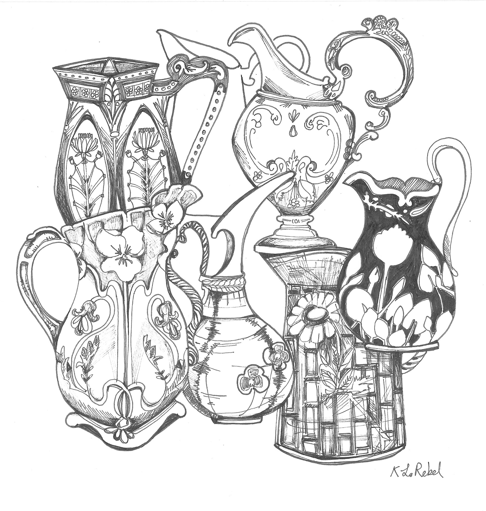 Water Pitcher - Flowers