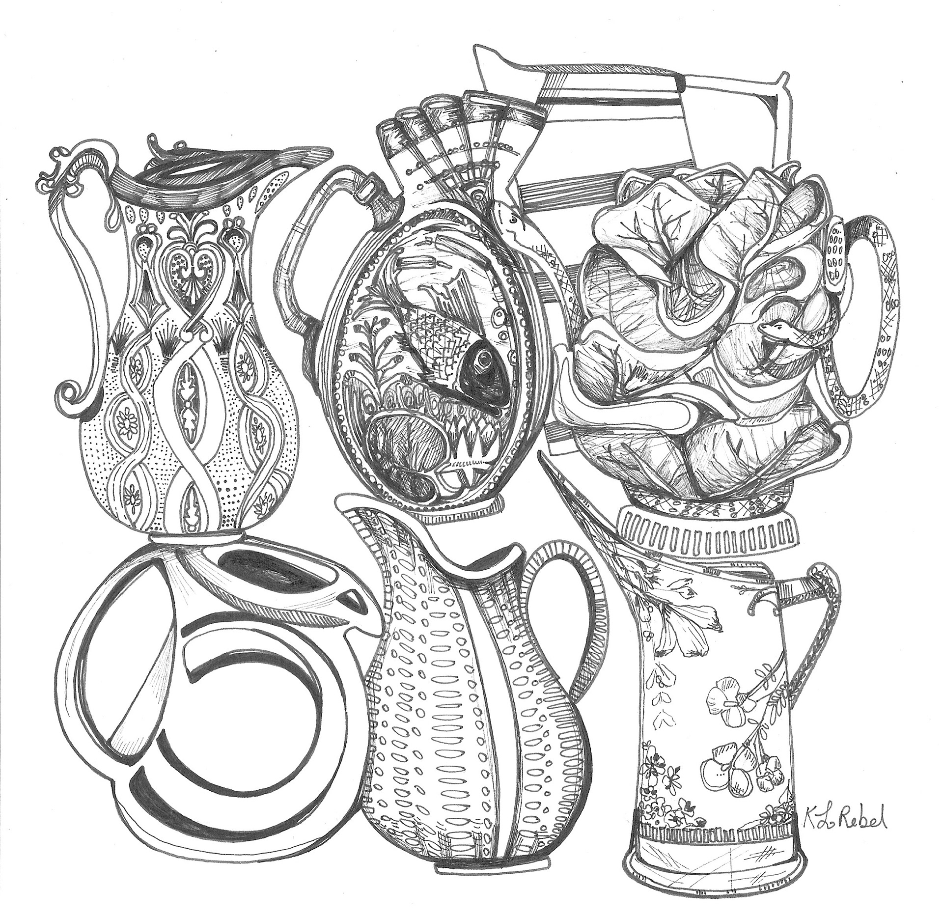 Water Pitcher - Lettuce and Fish