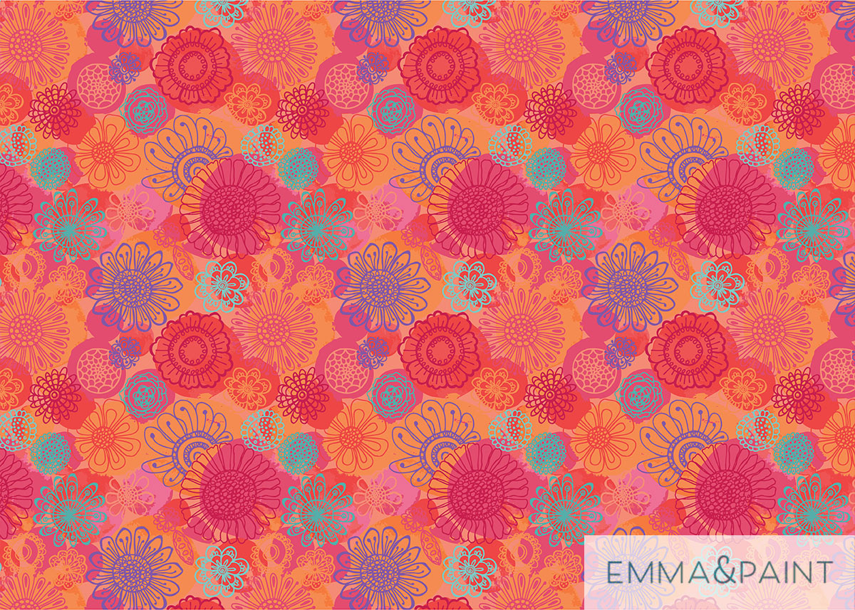 Bright Floral Doodle