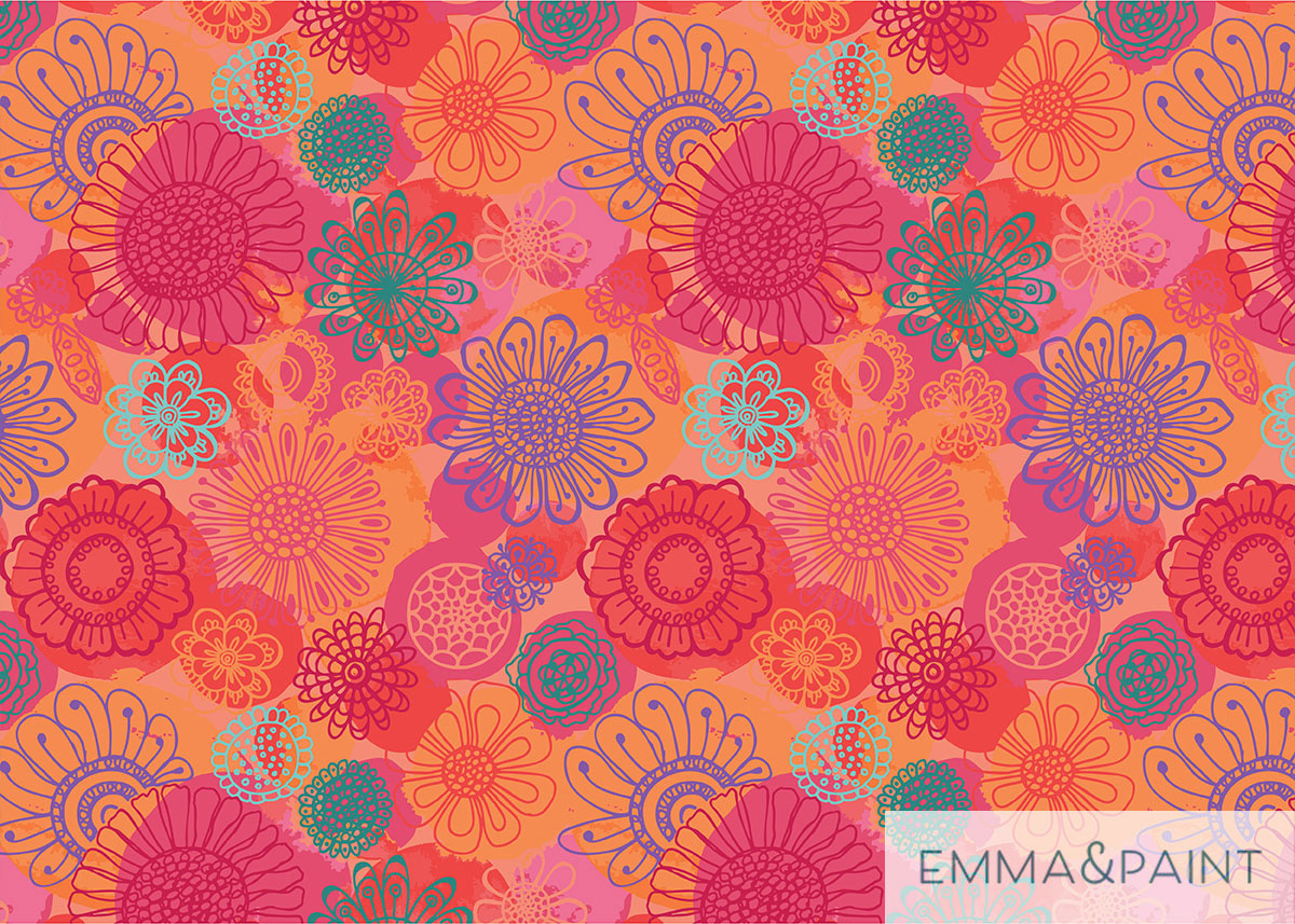 Bright Floral Doodle