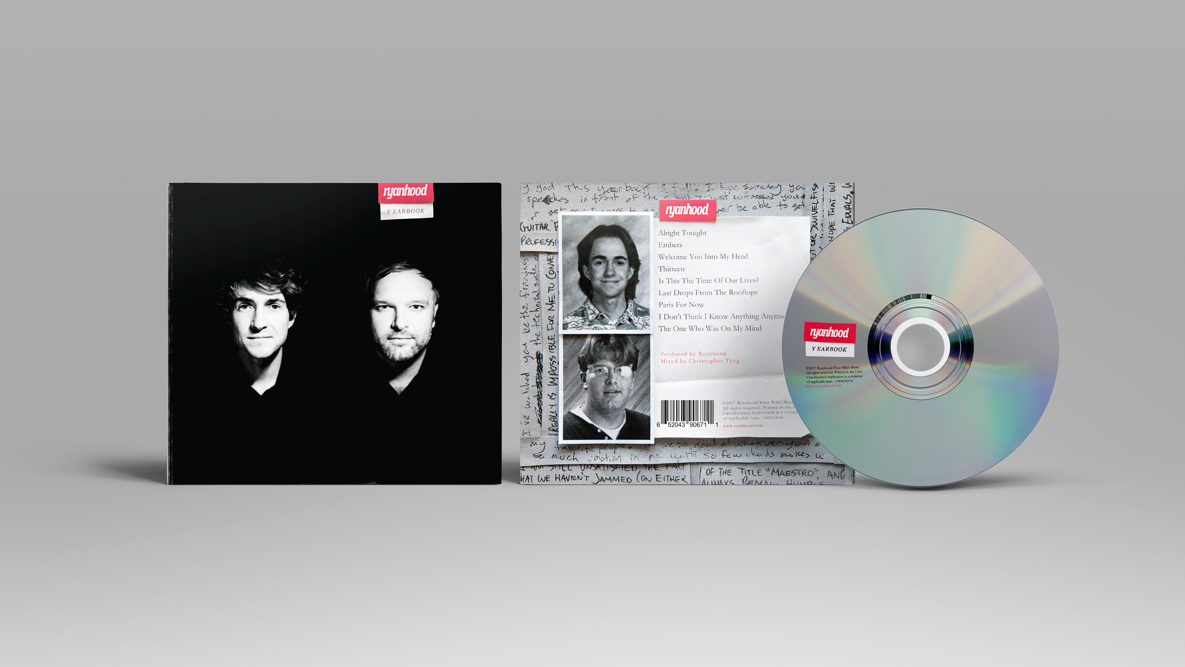 Album cover design of the eco-wallet digipack of "Yearbook" from the Tucson band Ryanhood