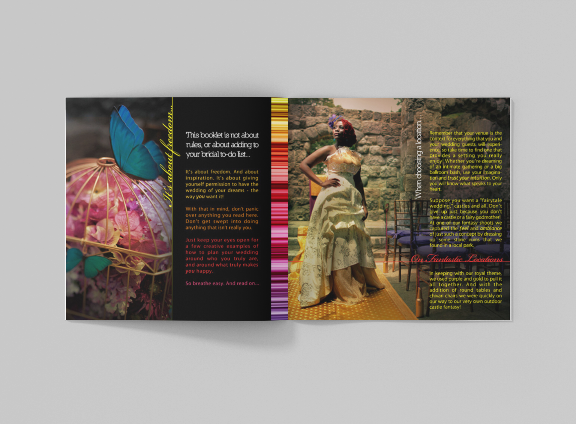 Tucson bulletin brochure booklet graphic design for Creative Wedding Solutions