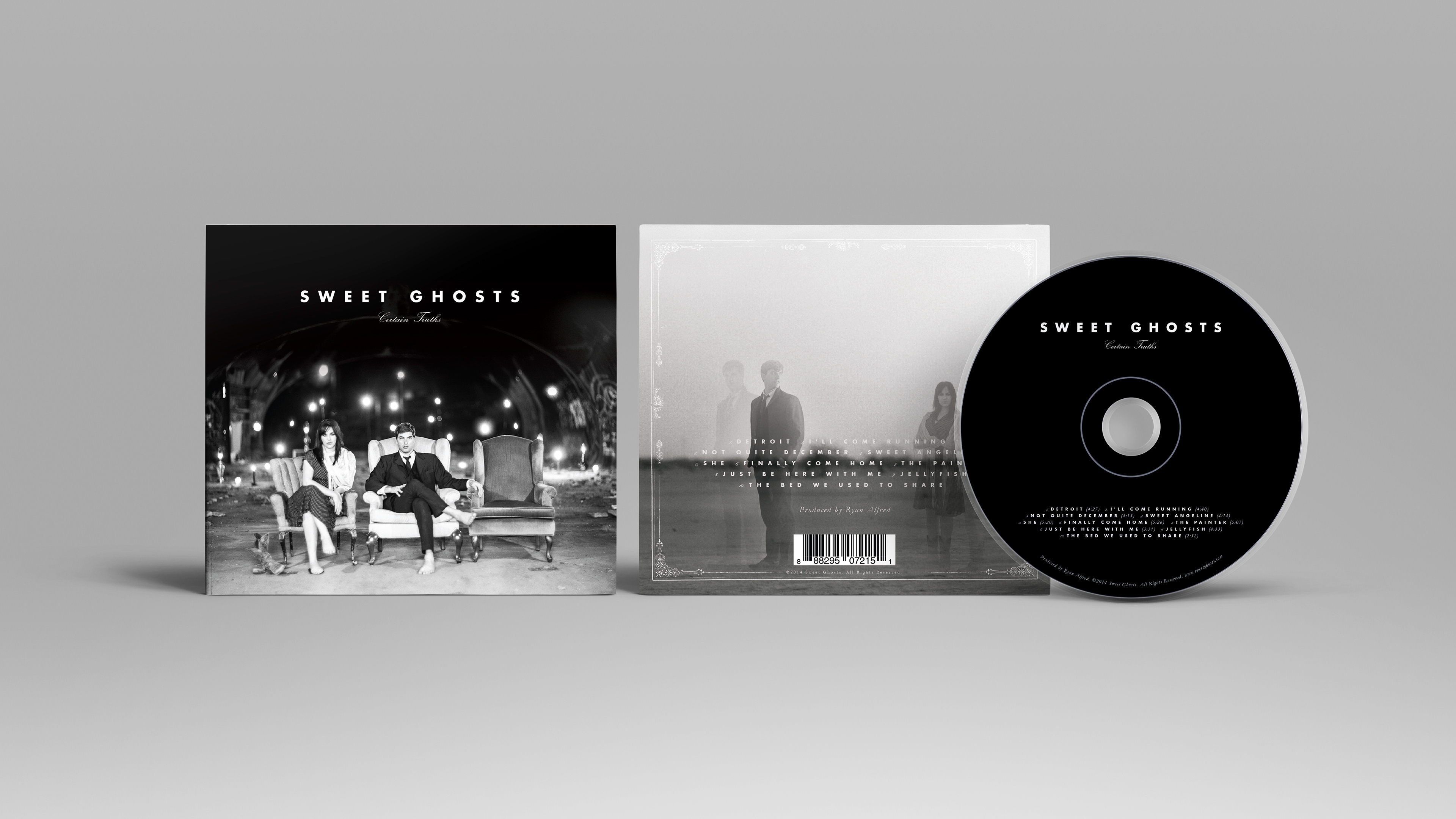 Album cover design of the eco-wallet digipack of "Certain Truths" from the Tucson band Sweet Ghosts