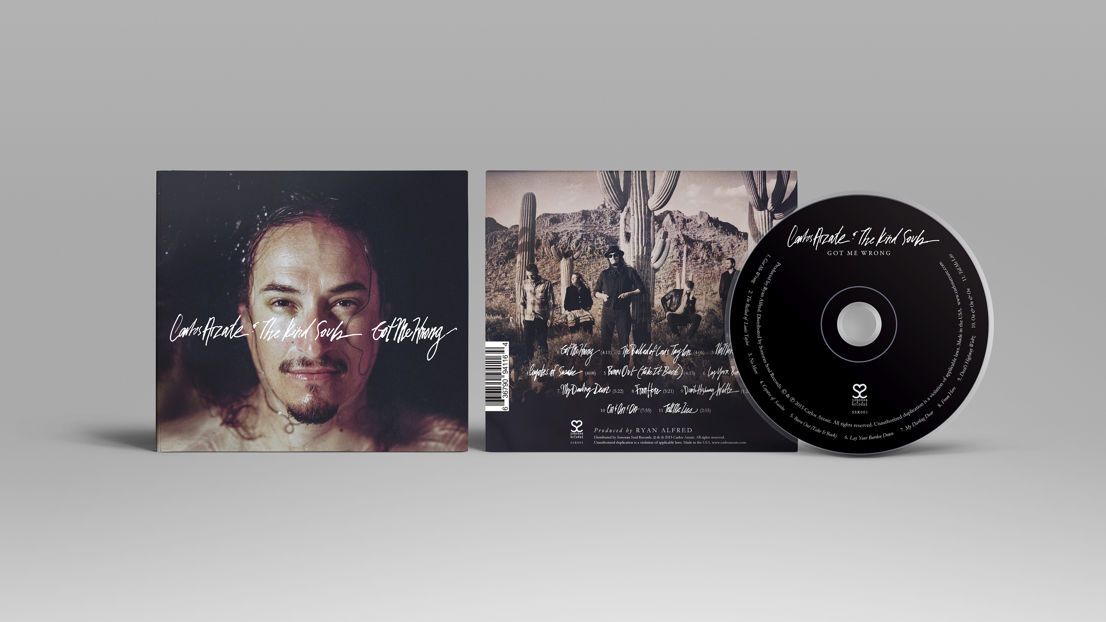 Album cover design of the eco-wallet digipack of "Got Me Wrong" from the Tucson musician Carlos Arzate