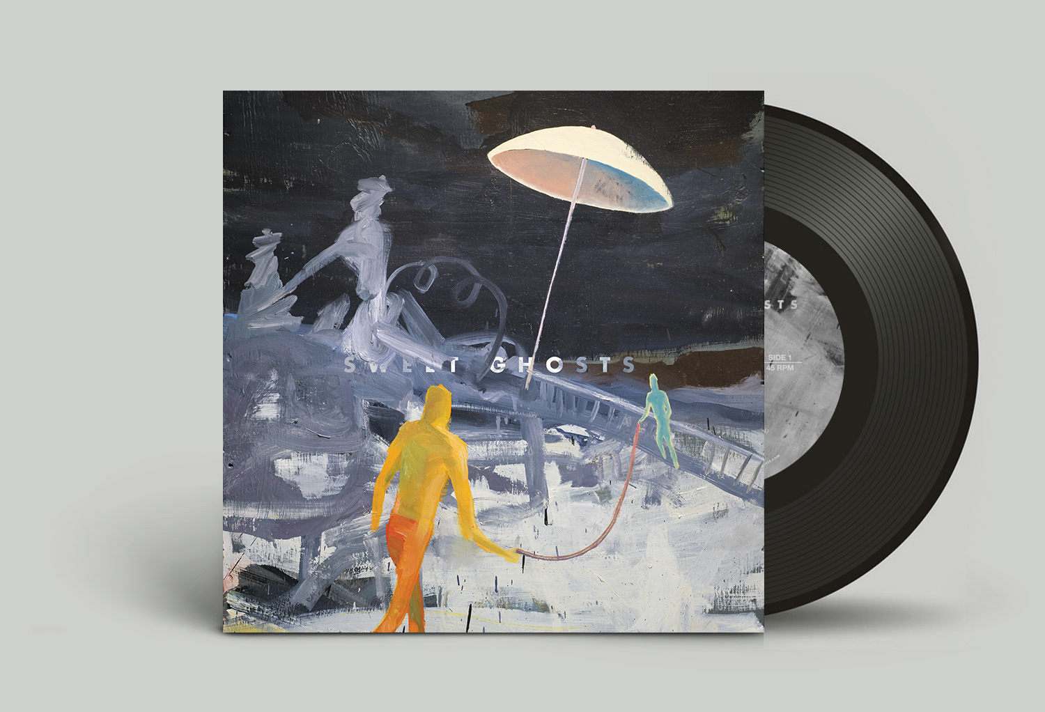 Tucson vinyl album cover design for Sweet Ghosts' "Wreckage EP" collaboration with painter Michael Reeder