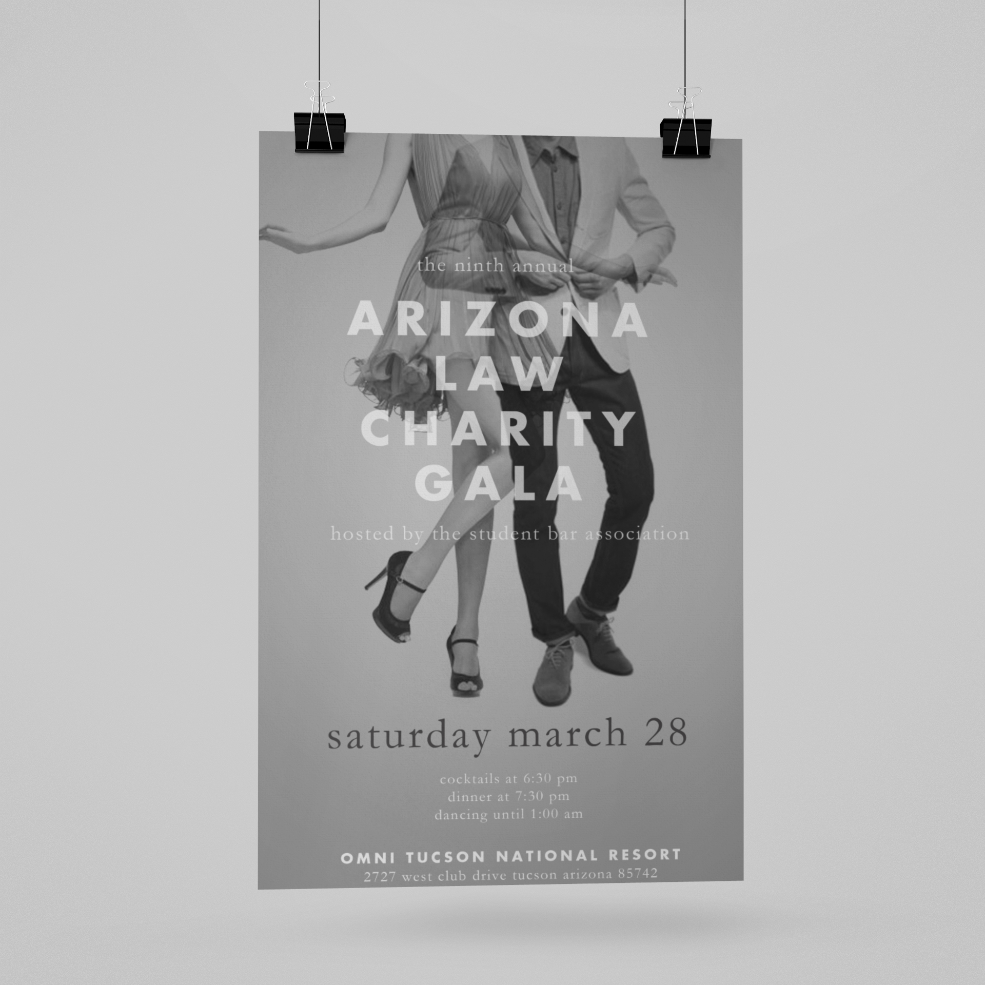 Tucson poster graphic design for the Arizona Student Bar Association's 2015 Charity Gala