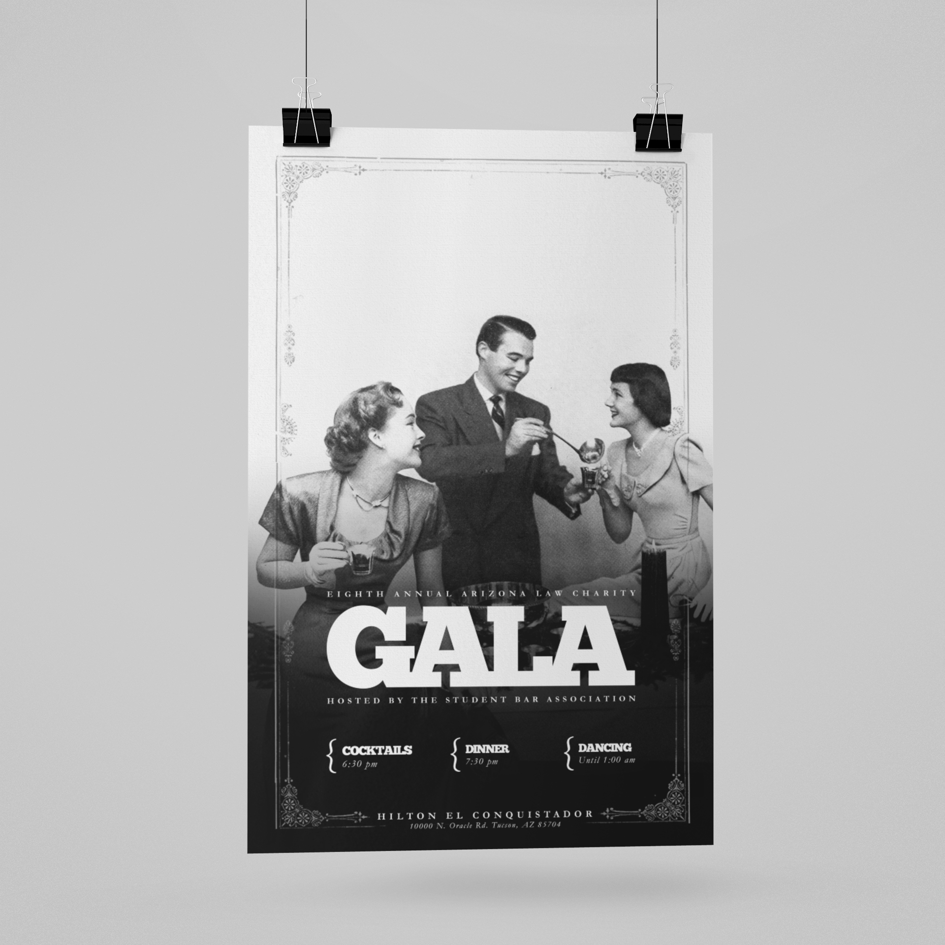 Tucson poster graphic design for the Arizona Student Bar Association's 2014 Charity Gala
