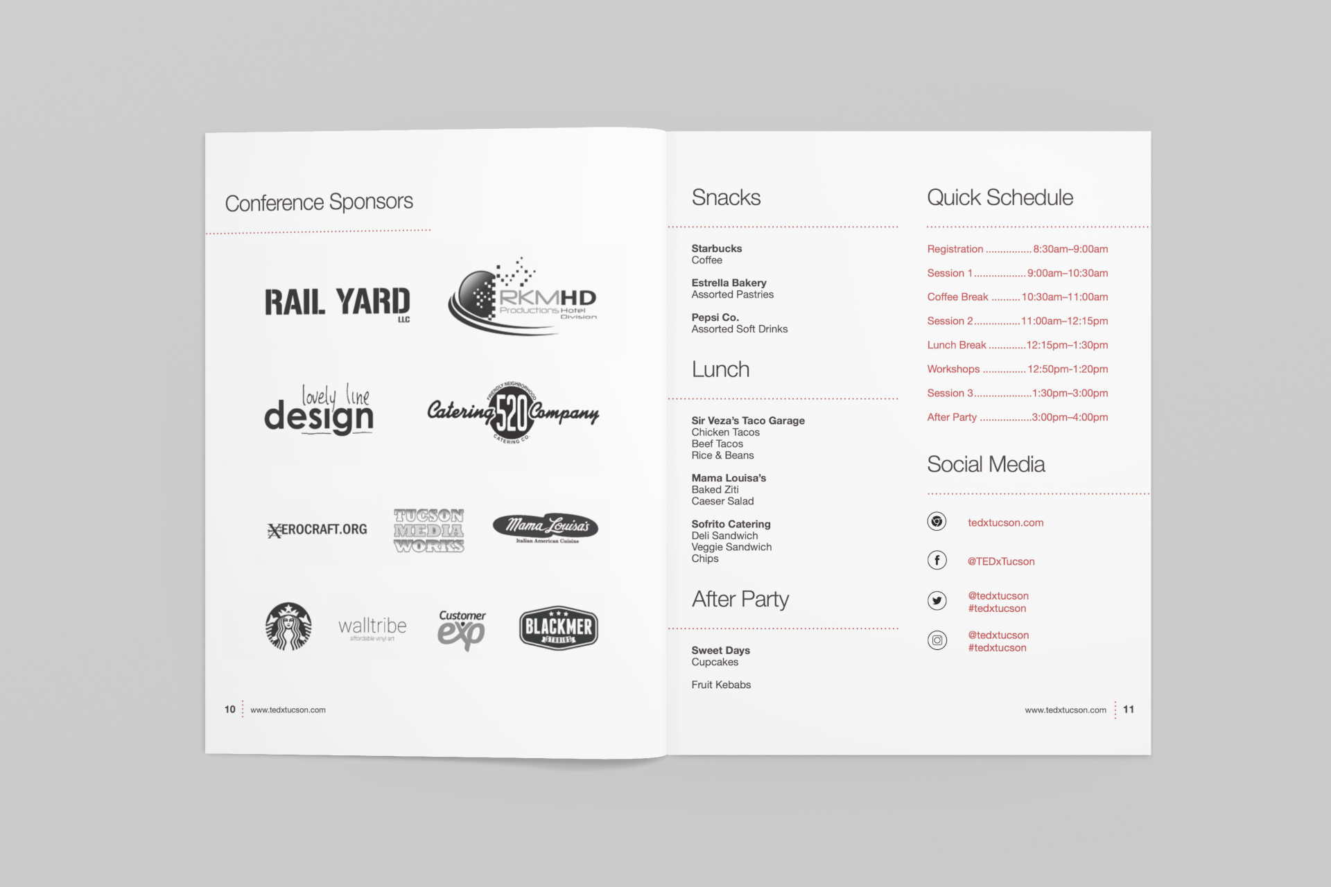 Tucson bulletin brochure booklet graphic design for TEDx Tucson's 2018 Annual Conference "Connect the Dots"