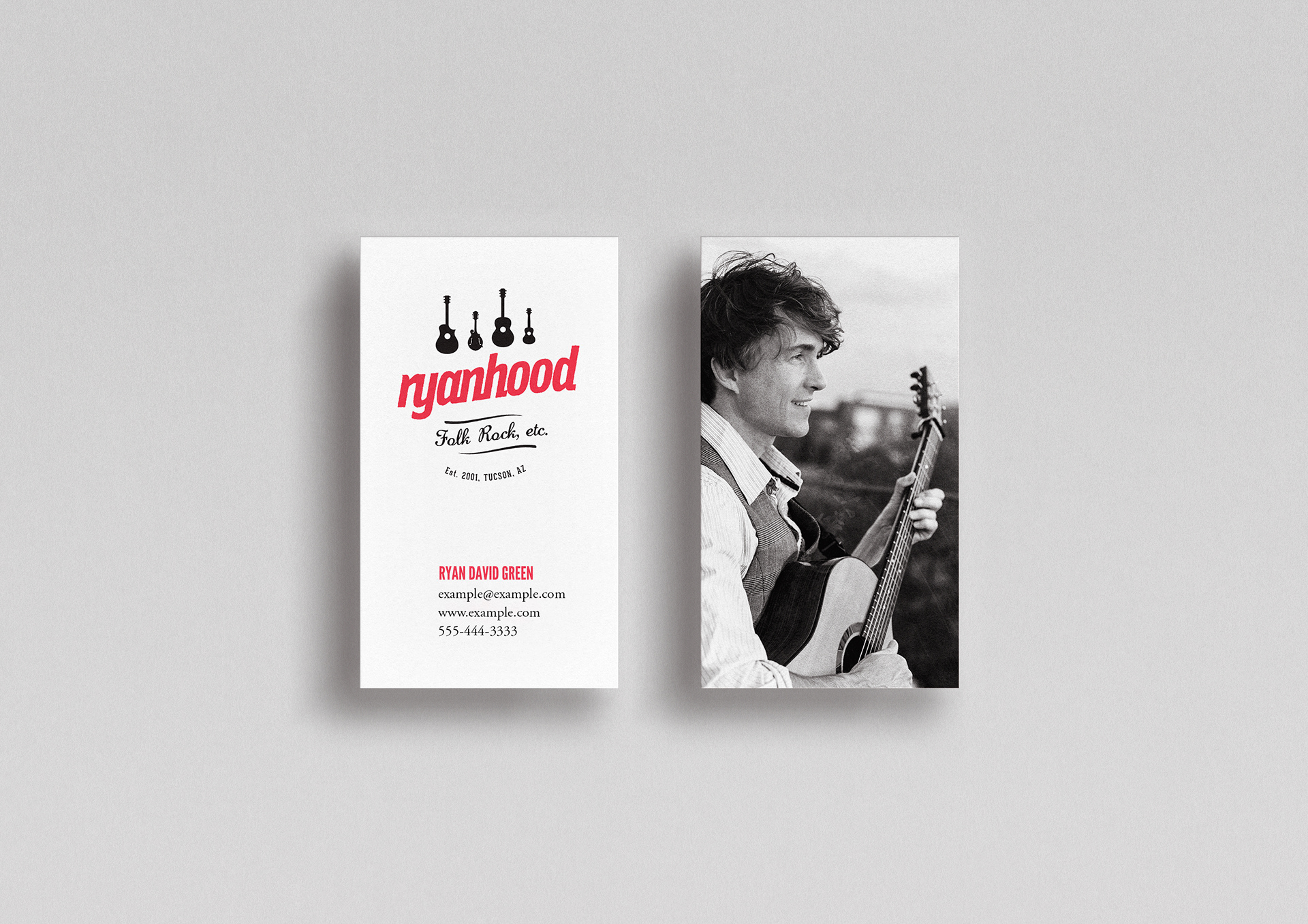 Tucson business card graphic design for a folk musician