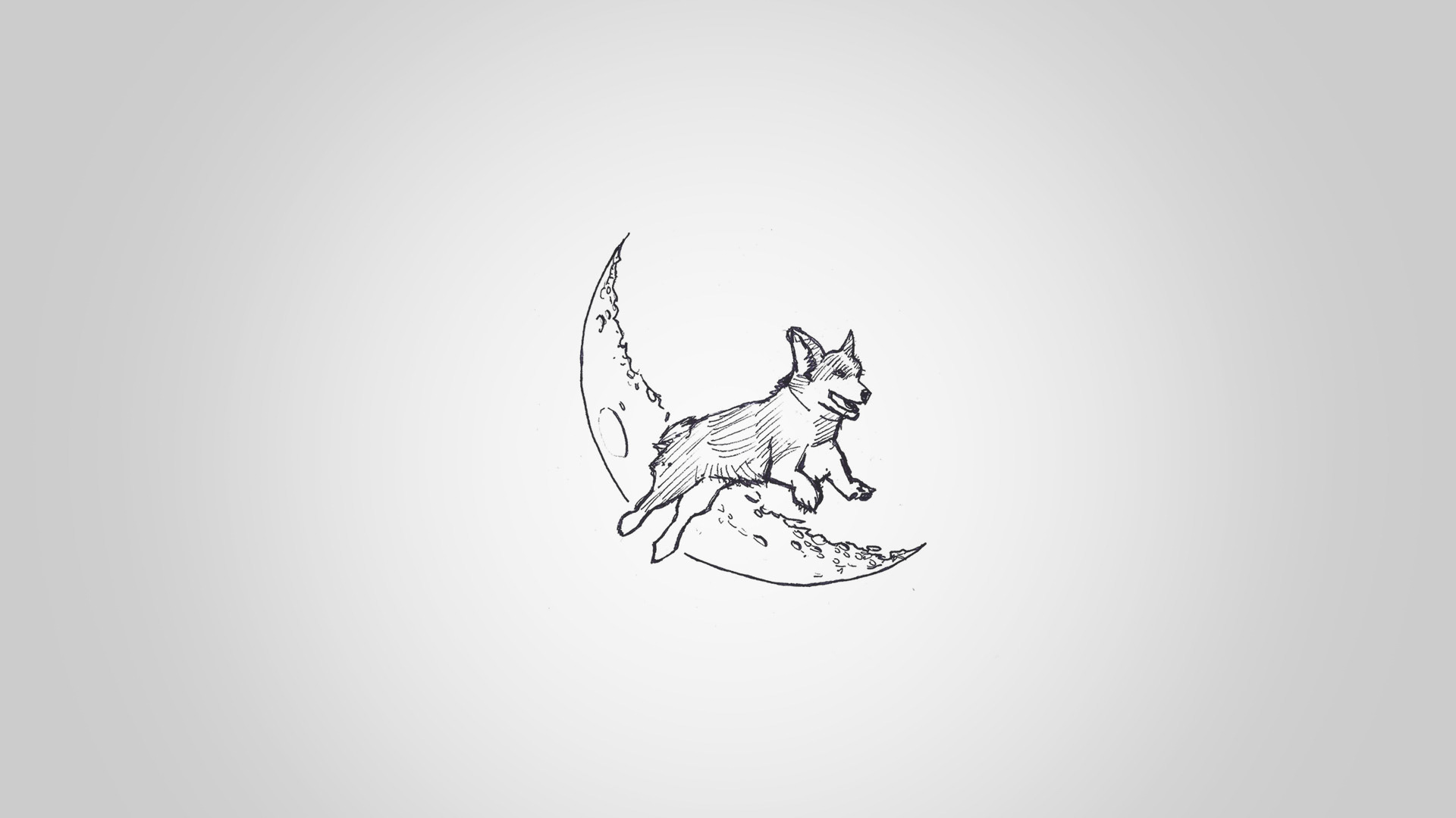 Custom Hand-drawn logo illustration of a corgi dog jumping over a crescent moon for the blog Buccaneers and Ball Gowns
