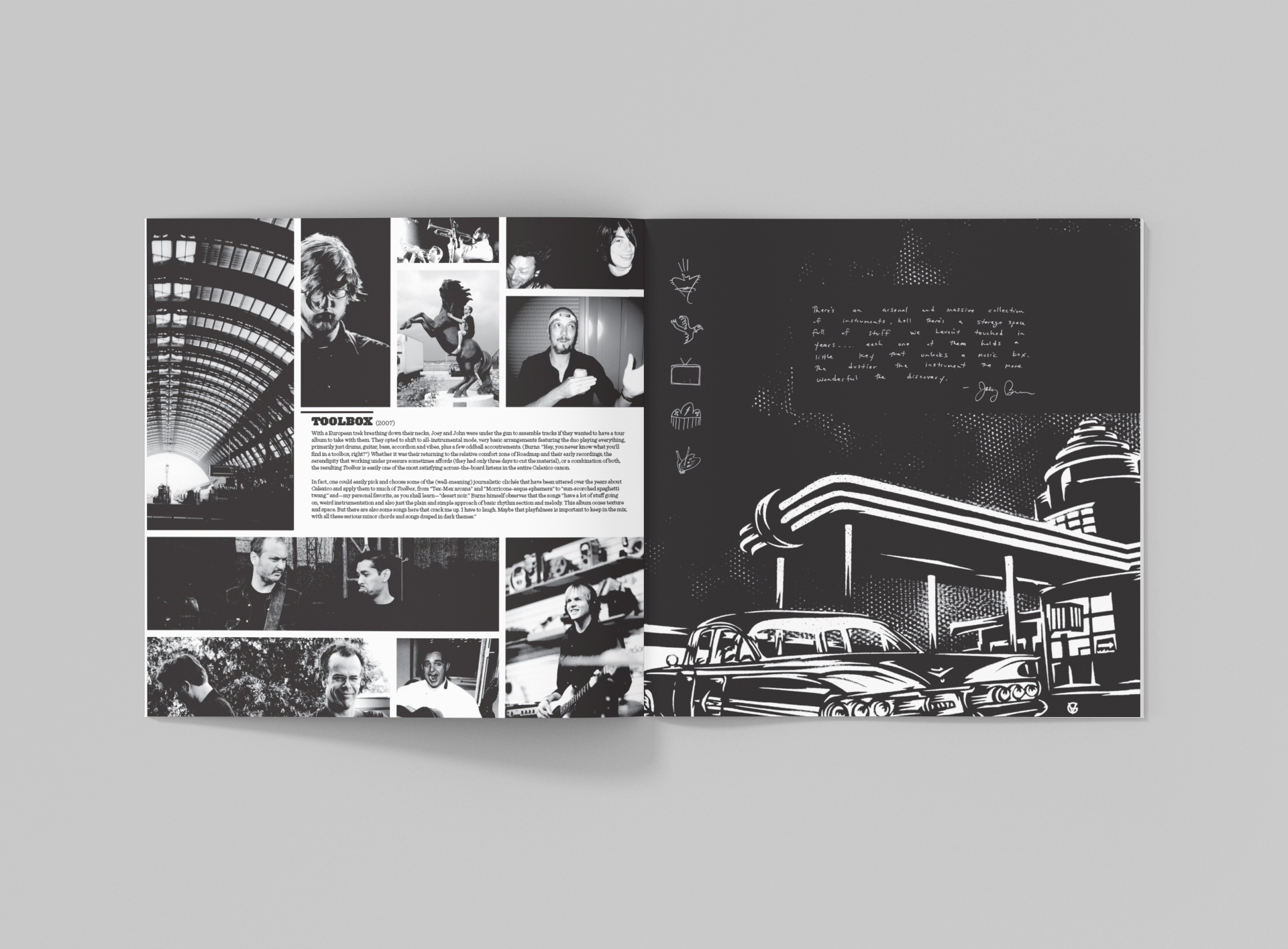 Tucson creative book design for Calexico's "Road Atlas" collaboration with Saywells Design Co.