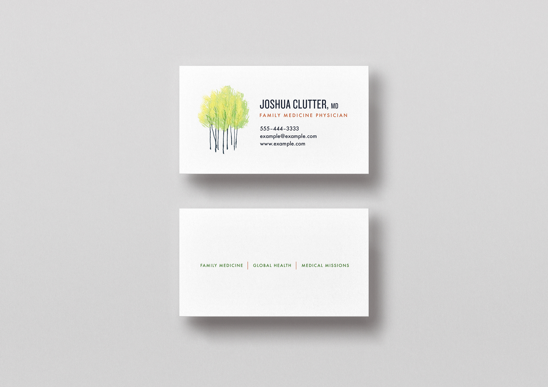 Tucson business card graphic design for a family medicine physician