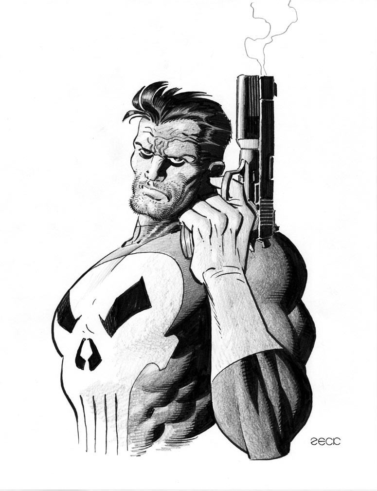 Punisher sketch. A version was drawn on the cover of one of my Marvel Punisher portfolios.