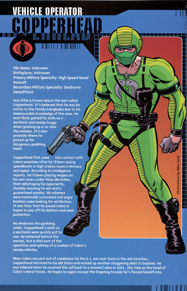 G.I.JOE BATTLE FILES 2 of 3, July, 2002. Copperhead page. Mike Zeck (pencils / inks)