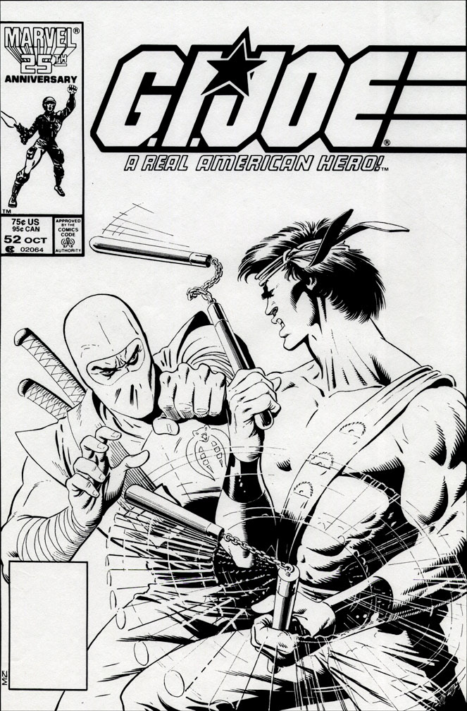 G. I. JOE: issue 52 - Black and white cover art by Zeck.