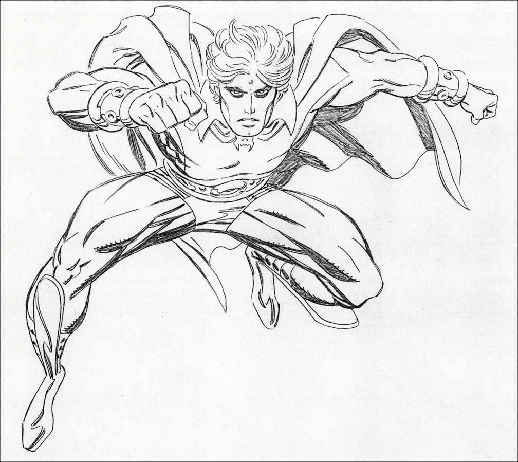 UNIVERSAL STUDIOS WARLOCK: Pencil art for one of the displays in a 'Space' themed store in the Marvel 'Islands of Adventure' section of the Universal Theme Park, Orlando.