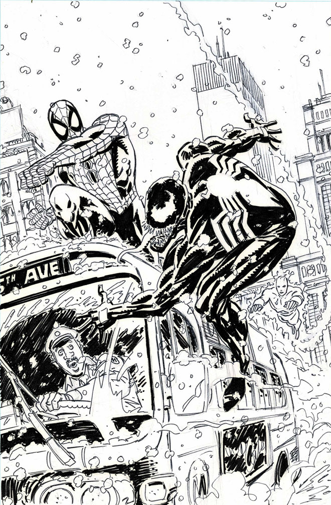 SPIDER-MAN SUPER THRILLER: MIDNIGHT JUSTICE, 1996. Preliminary art by Mike Zeck 