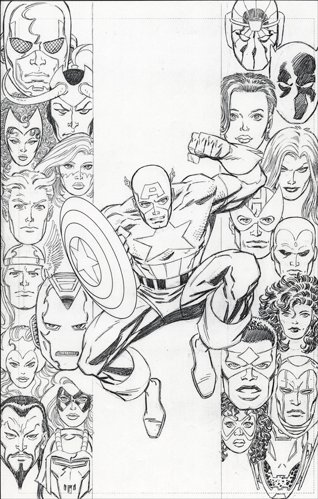 THE AVENGERS ROSTER BOOK, cover pencil art by Mike Zeck.