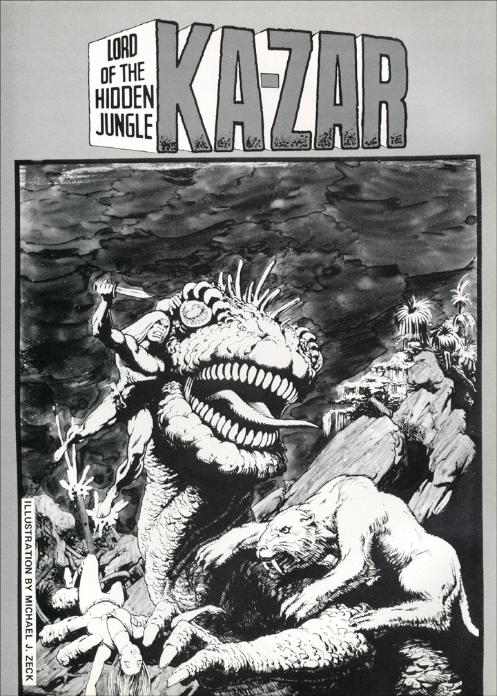 SAVAGE TALES FEATURING KA-ZAR, Vol 1 Number 9, inside cover llustration by Mike Zeck (pencils / inks)