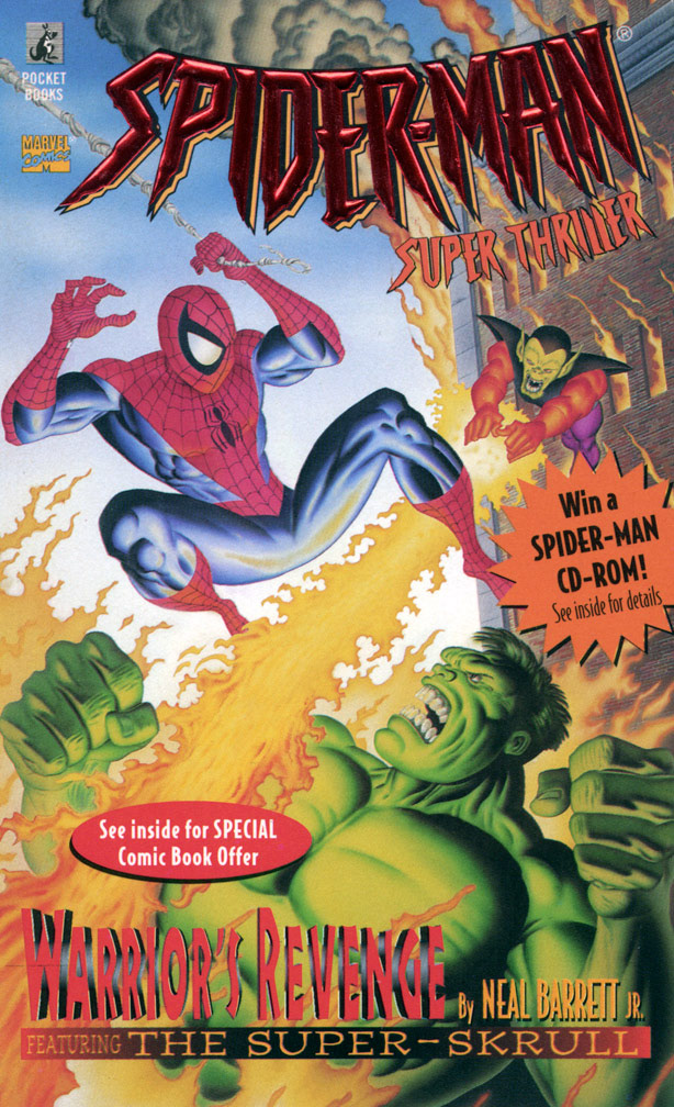 SPIDER-MAN SUPER THRILLER: WARRIOR'S REVENGE, 1997, paperback Young Adult Novel. COVER: Mike Zeck (pencils) Phil Zimelman (airbrush painting)