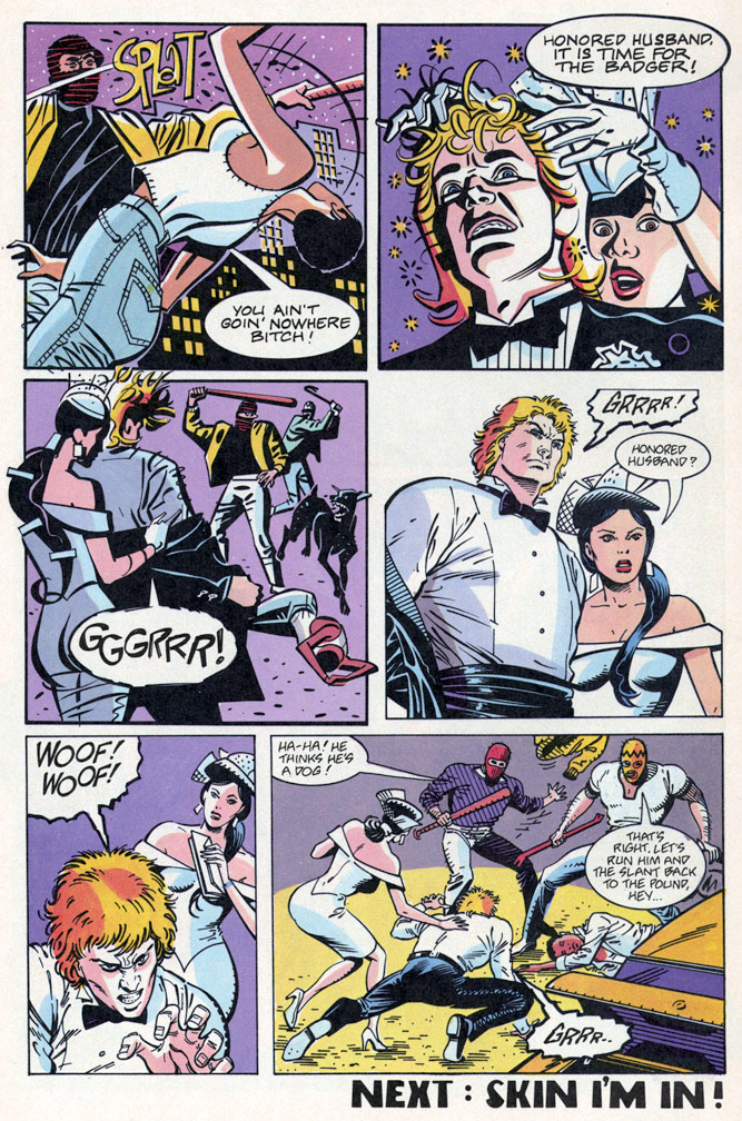 BADGER GOES BERSERK! 2, October, 1989 issue. Final page of the issue. Panels 4, 5, and 6, Zeck (pencils)