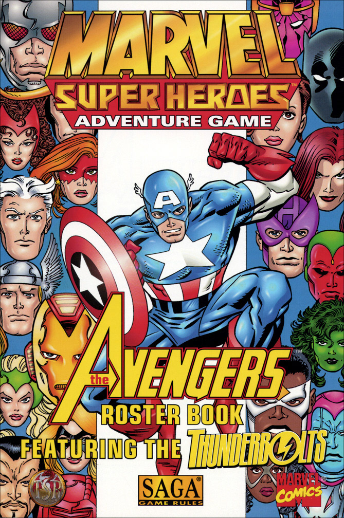 THE AVENGERS ROSTER BOOK (1998), is a companion book for the Marvel Super Heroes Adventure Game. COVER: Mike Zeck (pencils) Bob Smith (inks) I created some character art for this book as well, but most art is reprinted from other sources including some of my 'Marvel Universe' character art.