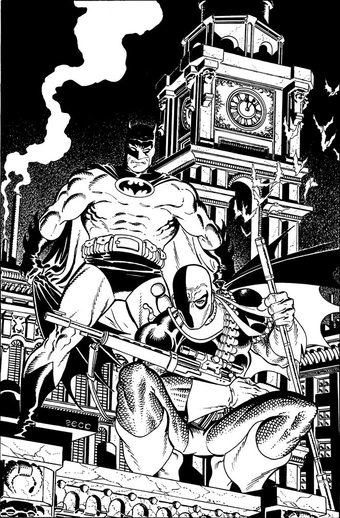 Deathstroke / Batman cover recreation sketch
