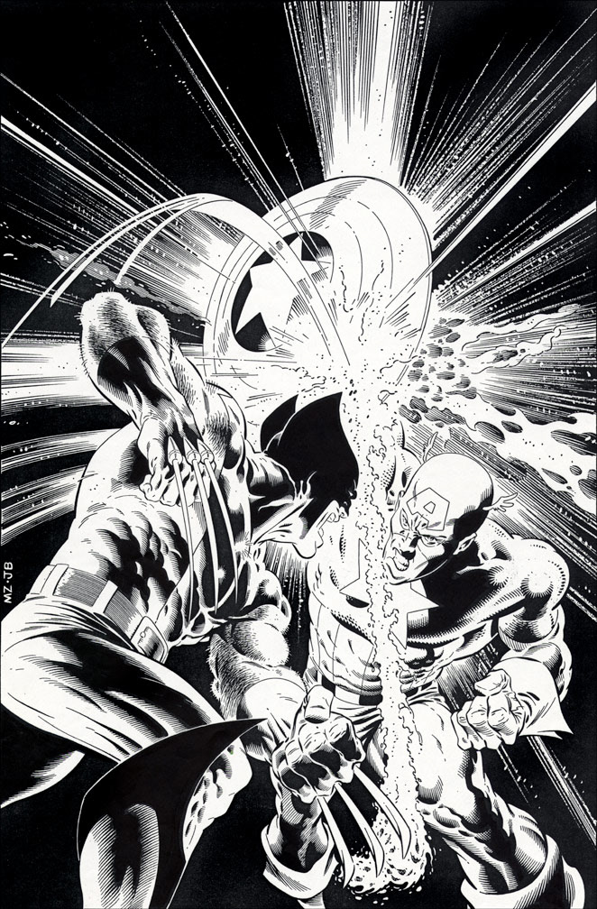 CAPTAIN AMERICA: ANNUAL 8 - Black and white cover art by Zeck (p) Beatty (i)