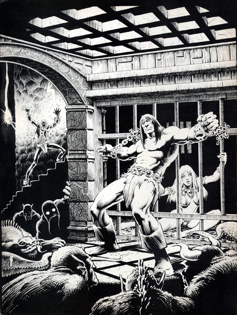 SAVAGE SWORD OF CONAN, Vol 1 Number 16,  inside cover llustration by Mike Zeck (pencils / inks)