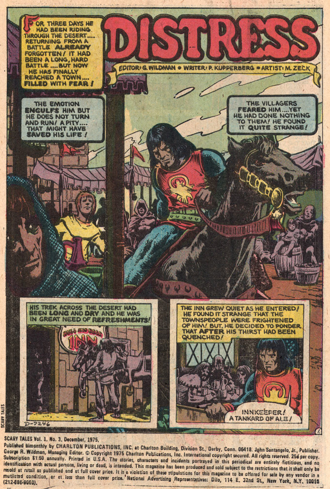 SCARY TALES, Vol 1 No 3, December, 1975. Interior sample, Mike Zeck (pencils / inks/ lettering) 